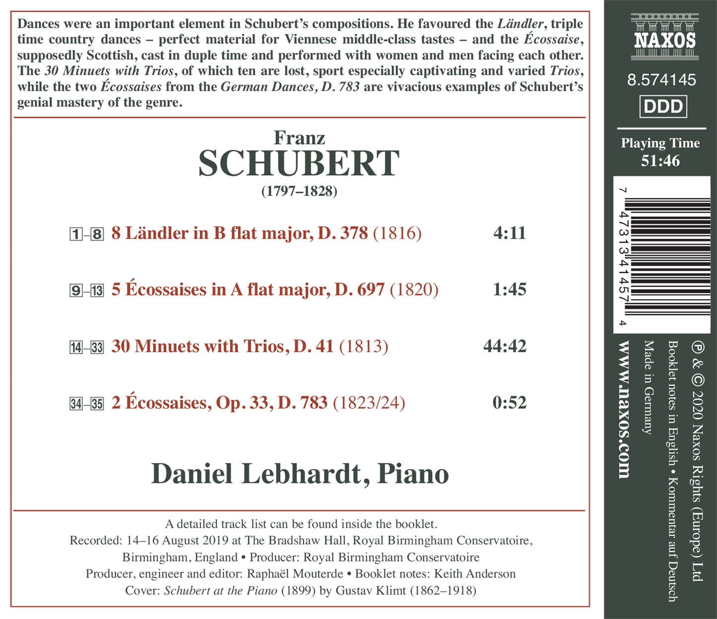 Schubert: 8 Ländler - 5 Ecossaises - 30 Minuets With Trios