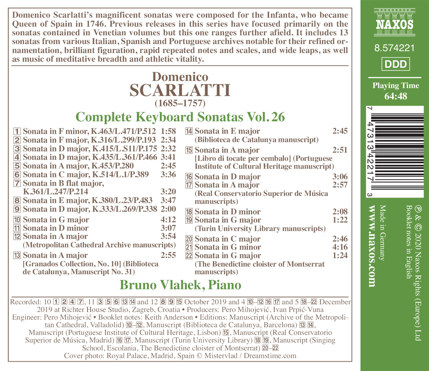 Scarlatti: Complete Keyboard Sonatas, Vol. 26