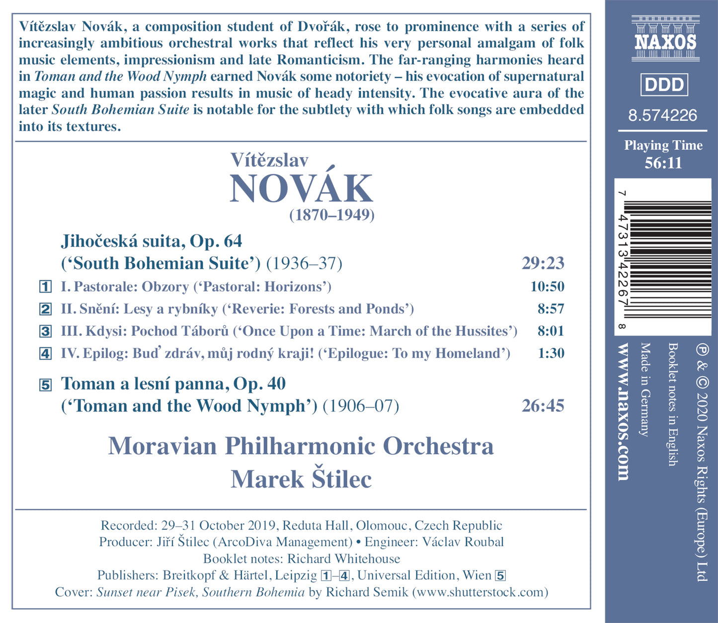 Novák, V.: Orchestral Works, Vol. 1: South Bohemian Suite -