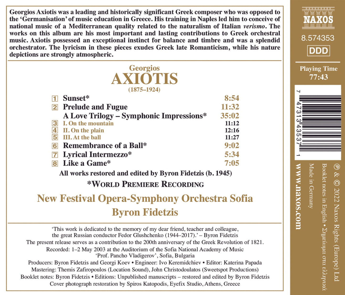 Axiotis: A Love Trilogy - Symphonic Impressions