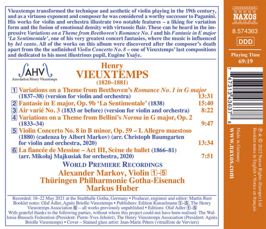 Vieuxtemps: Fantasie 'La Sentimentale'; Variations on a Them