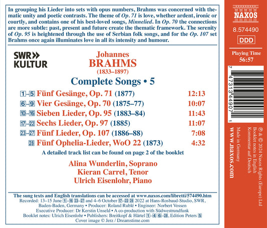 Brahms: Complete Songs, Vol. 5