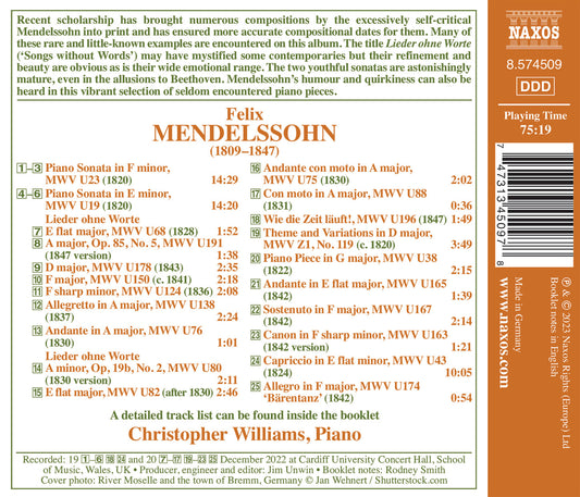 Mendelssohn: Piano Works  Christopher Williams