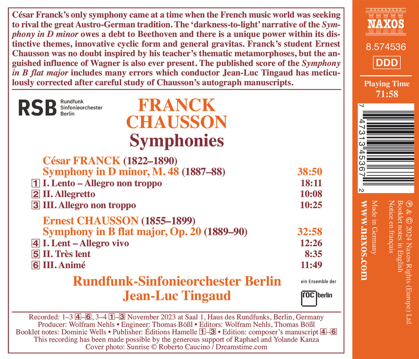 Franck: Symphony In D Minor, M. 48; Chausson: Symphony In B