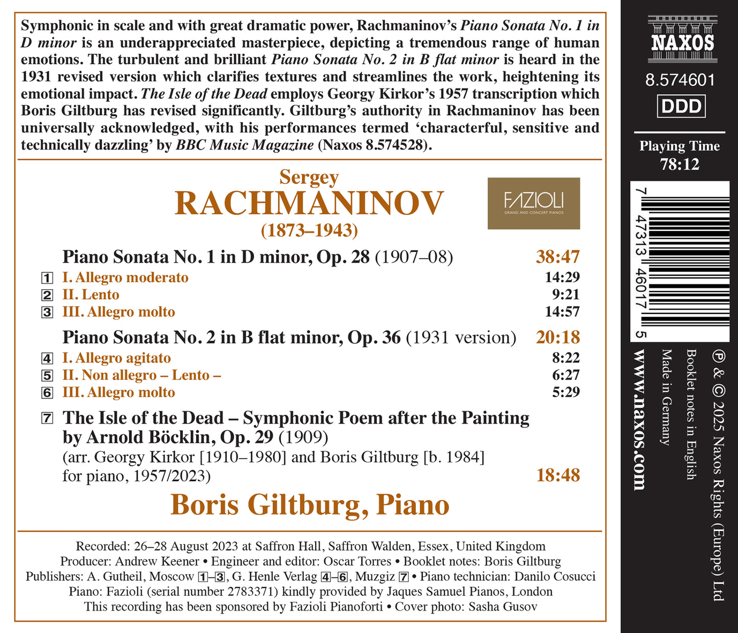 Rachmaninoff: Piano Sonatas Nos. 1 & 2; The Isle of the Dead