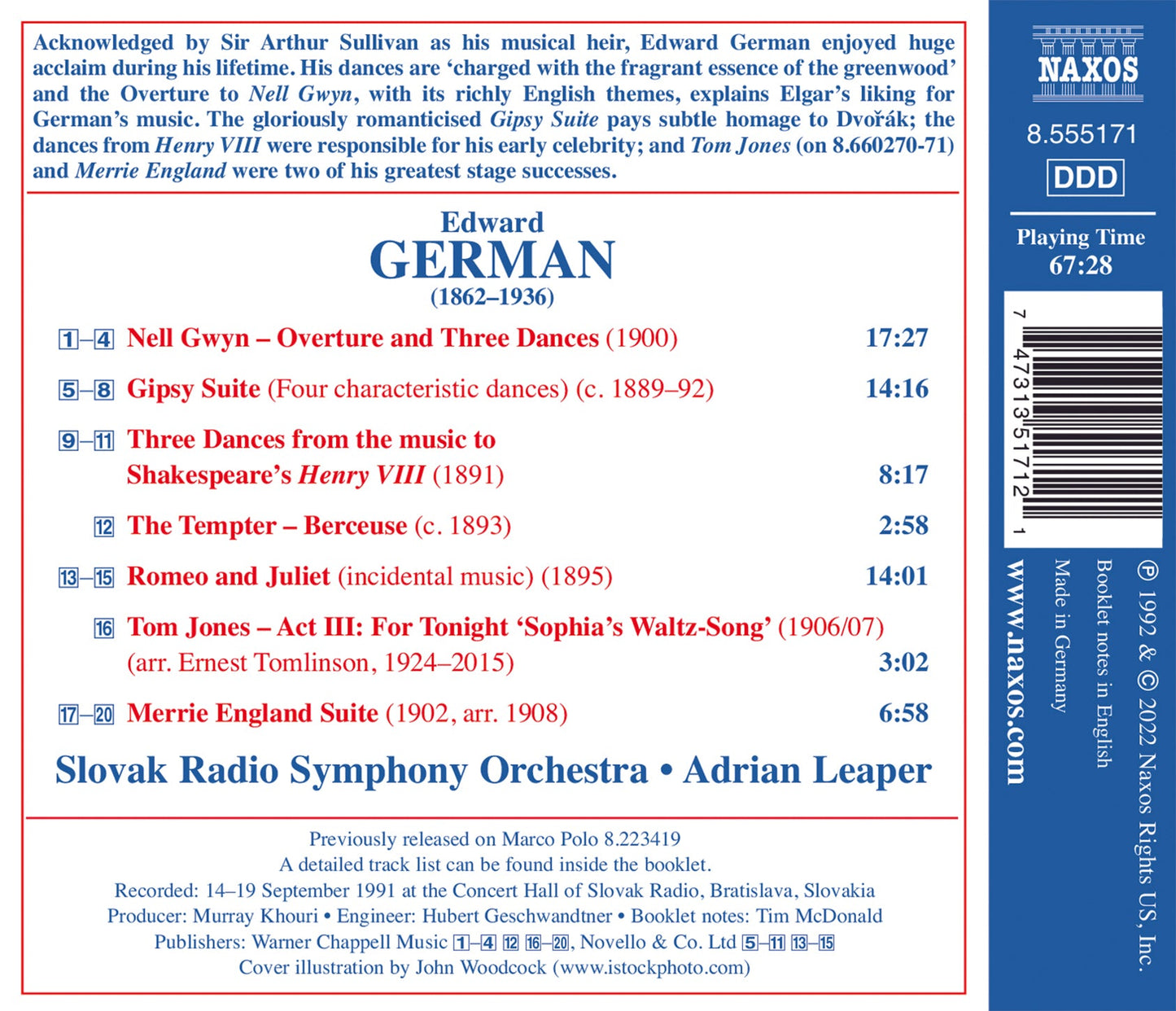 German: Merrie England Suite; Nell Gwyn – Overture And Three  Slovak Radio Symphony Orchestra, Adrian Leaper