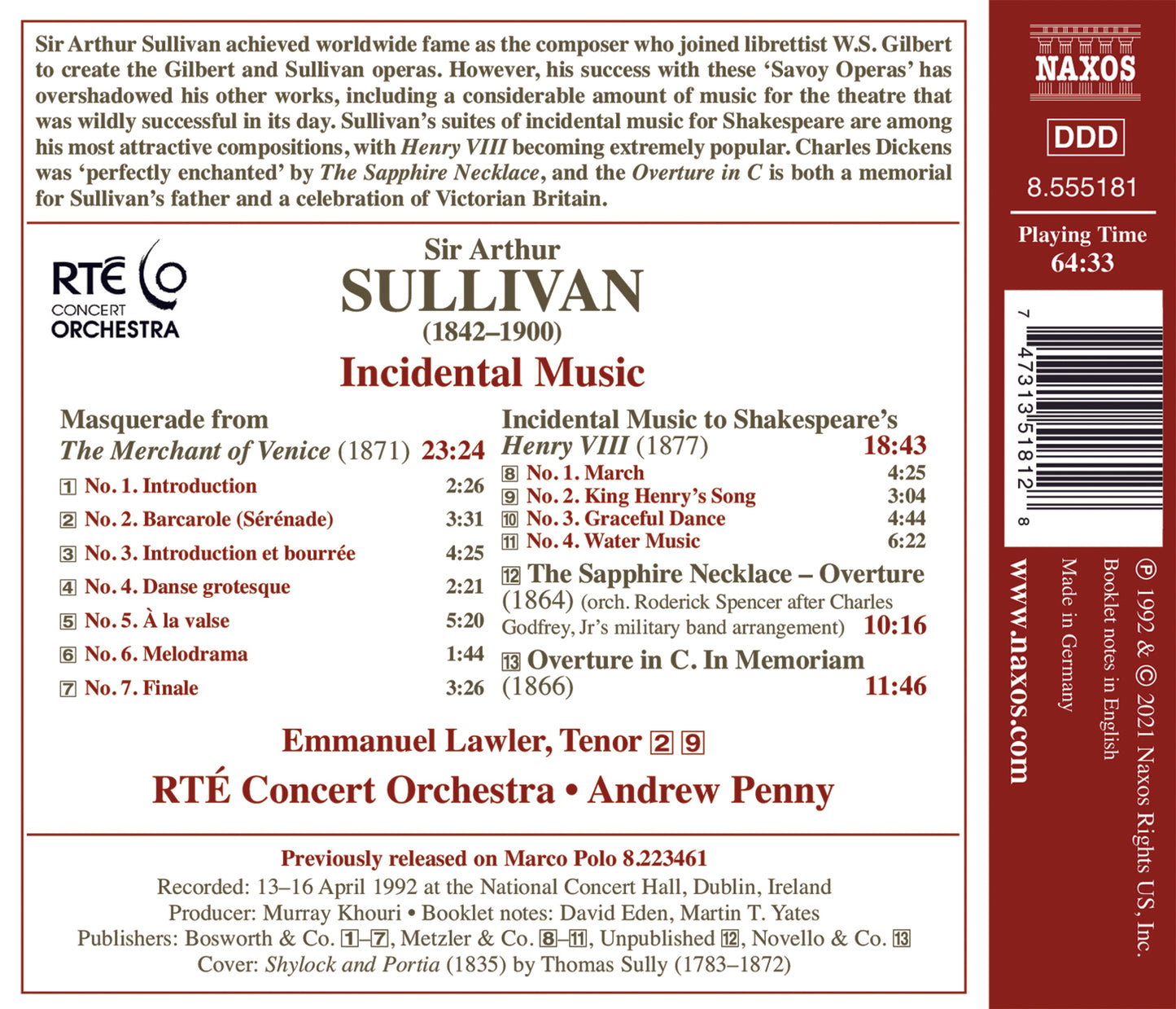 Sullivan: Incidental Music