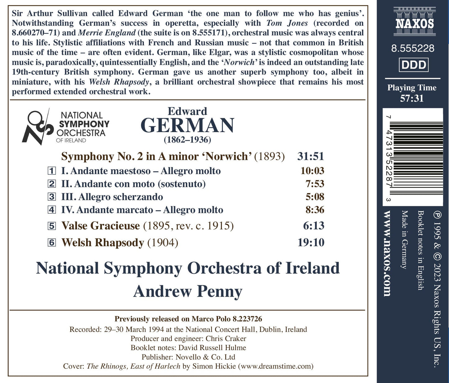 German: Symphony No. 2, "Norwich"; Valse Gracieuse; Welsh Rh