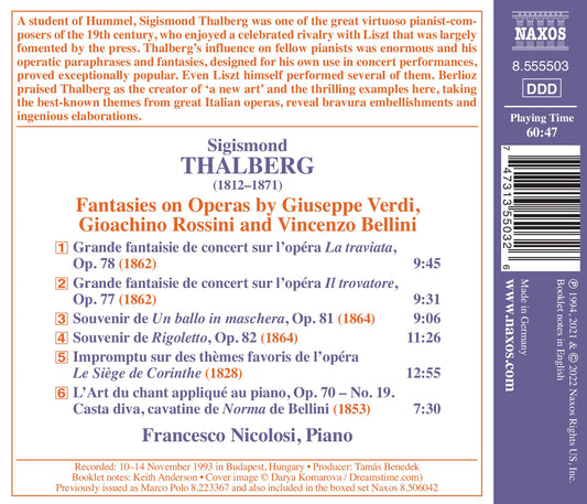 Thalberg: Fantasies On Operas By Verdi, Rossini & Bellini