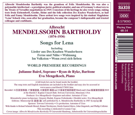 Albrecht Mendelssohn: Songs For Lena