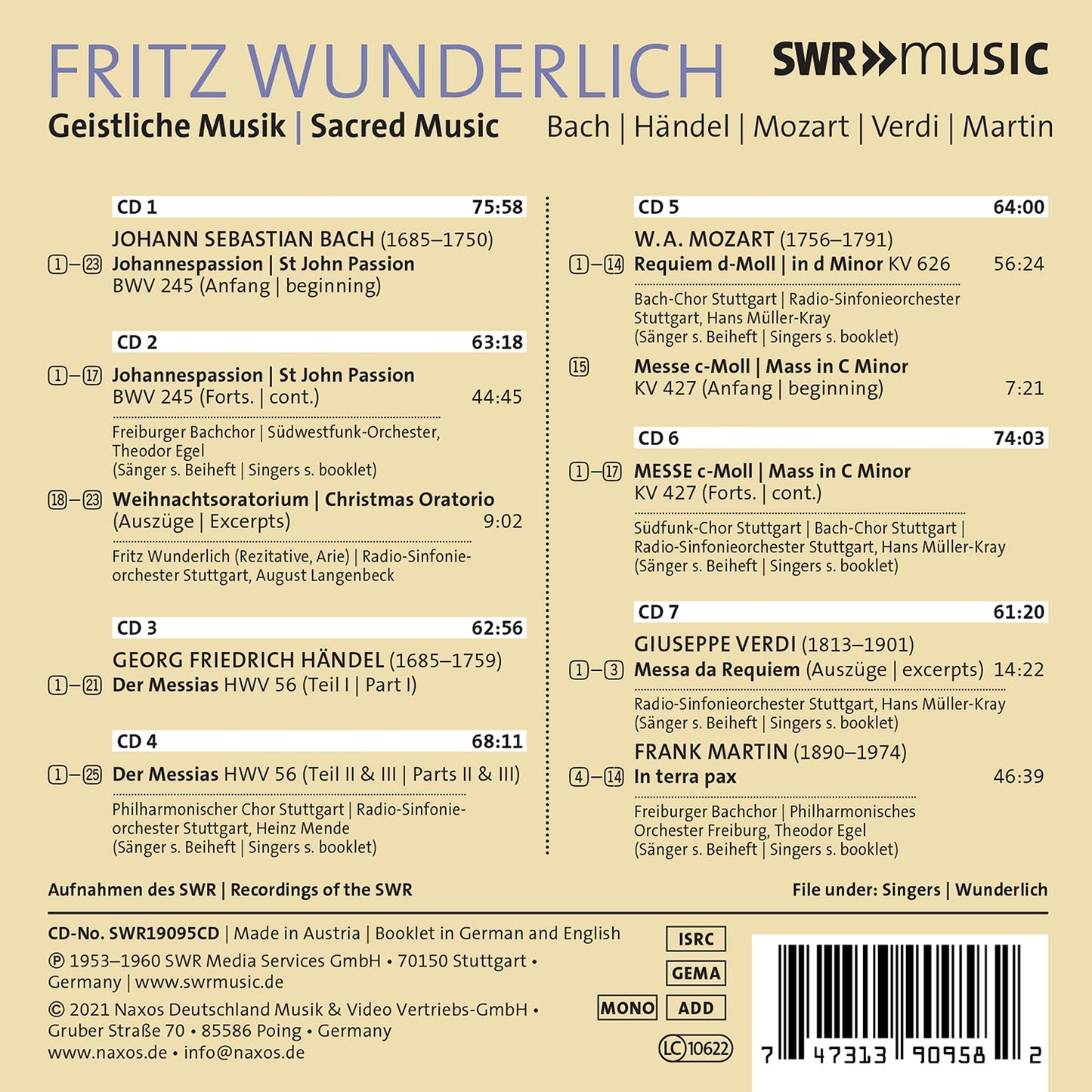 Fritz Wunderlich - Sacred Music