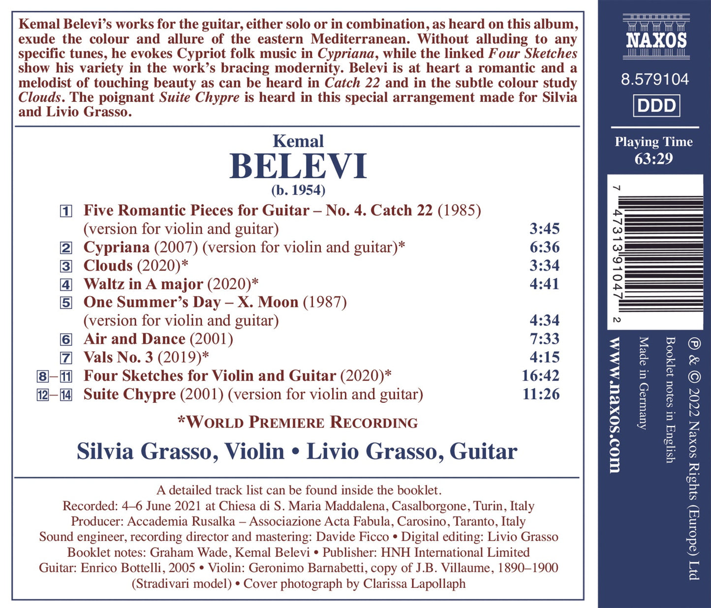 Belevi: Cypriana - Works For Violin & Guitar  Silvia Grasso, Livio Grasso
