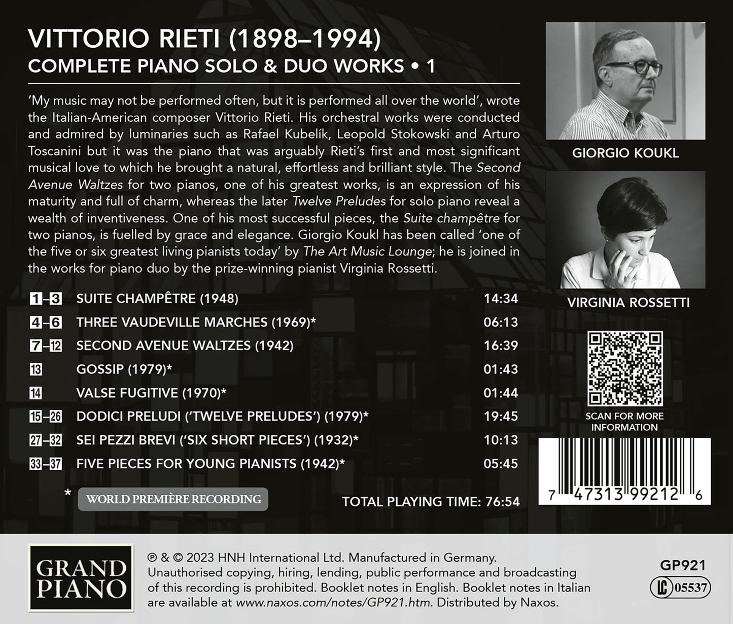 Rieti: Complete Piano Solo & Duo Works, Vol. 1