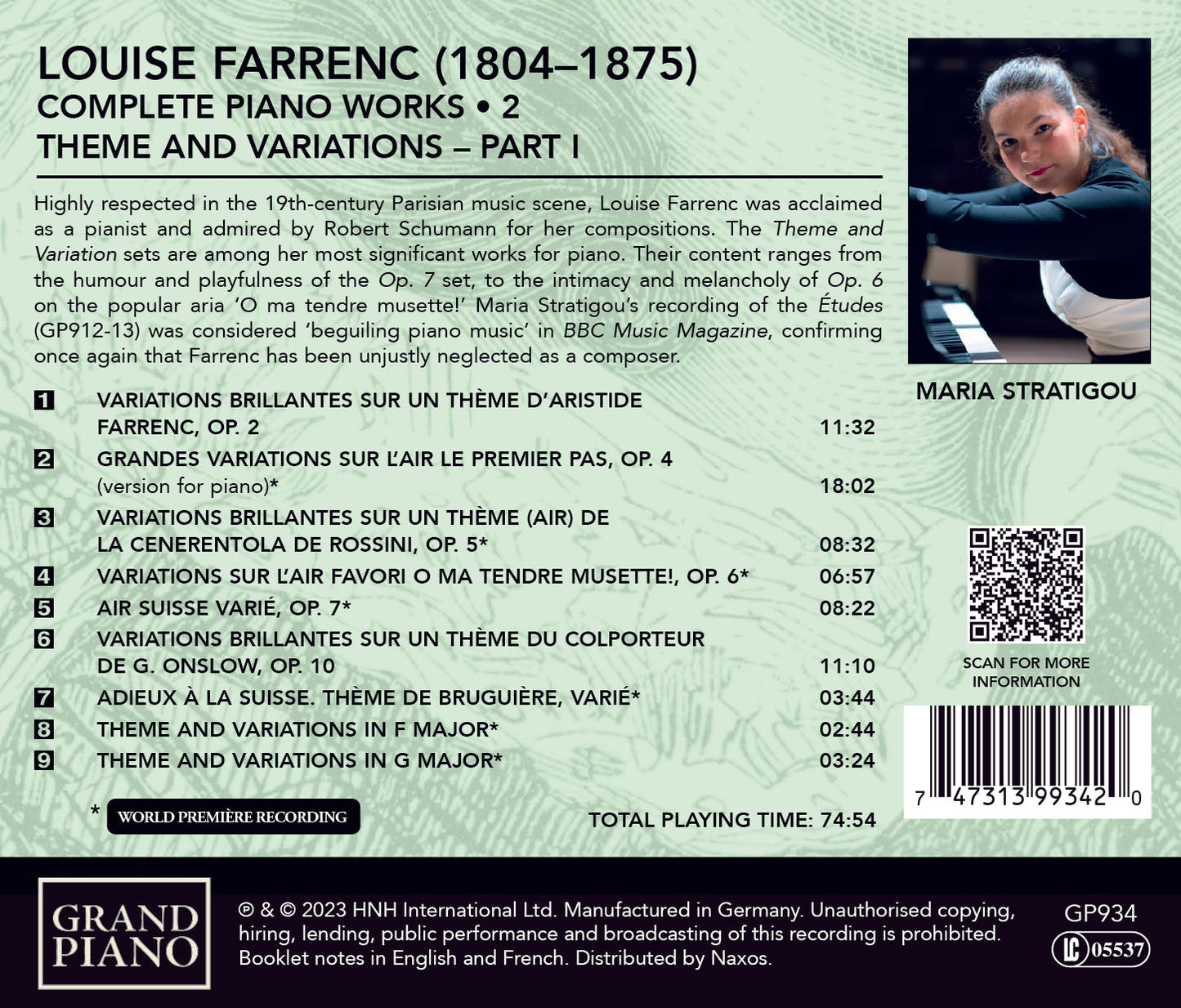 Farrenc: Complete Piano Works, Vol. 2 - Variations Brillante