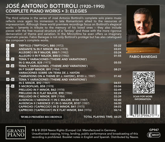 Bottiroli: Complete Piano Works, Vol. 3 - Elegies