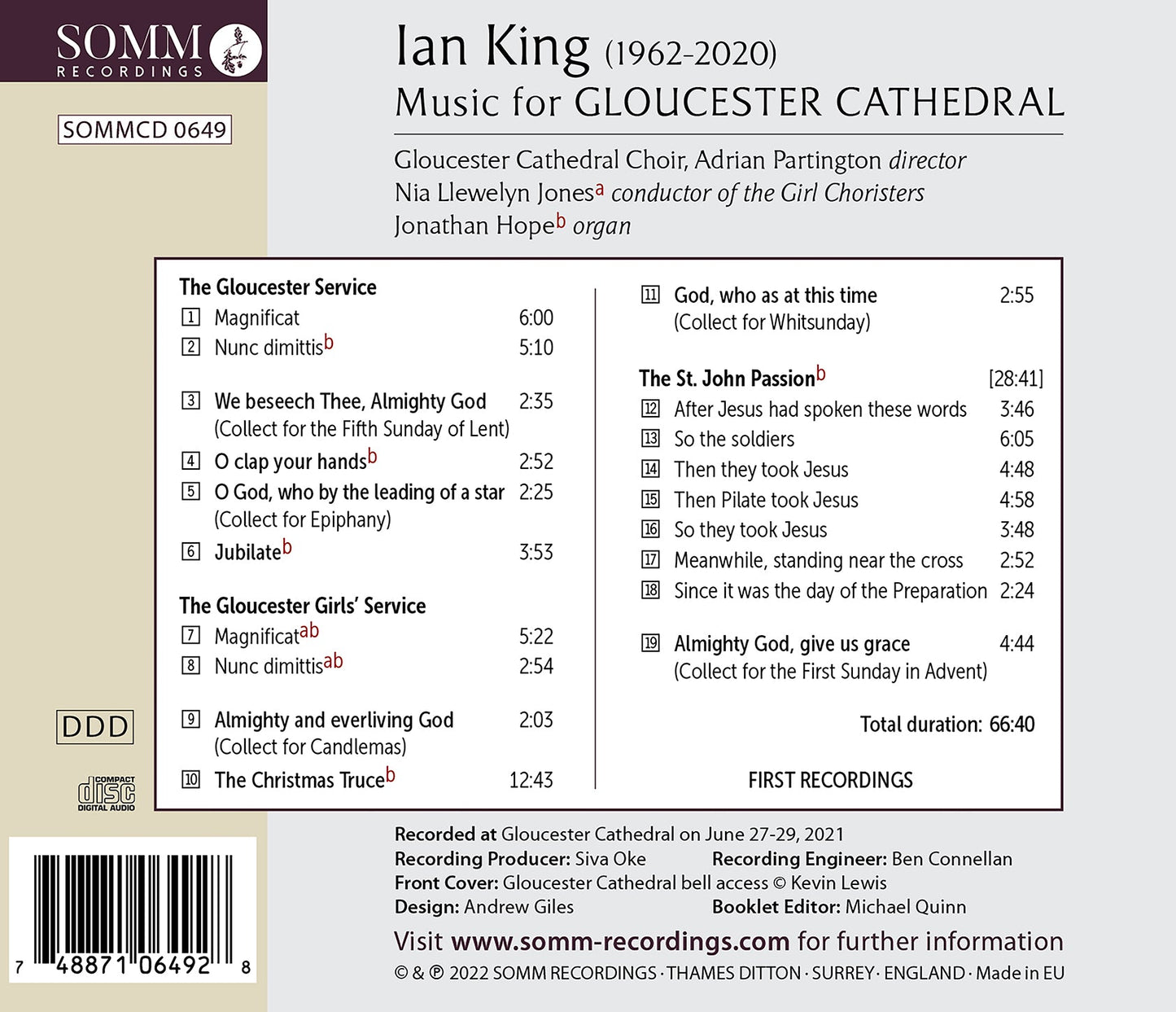 King: Music For Gloucester Cathedral