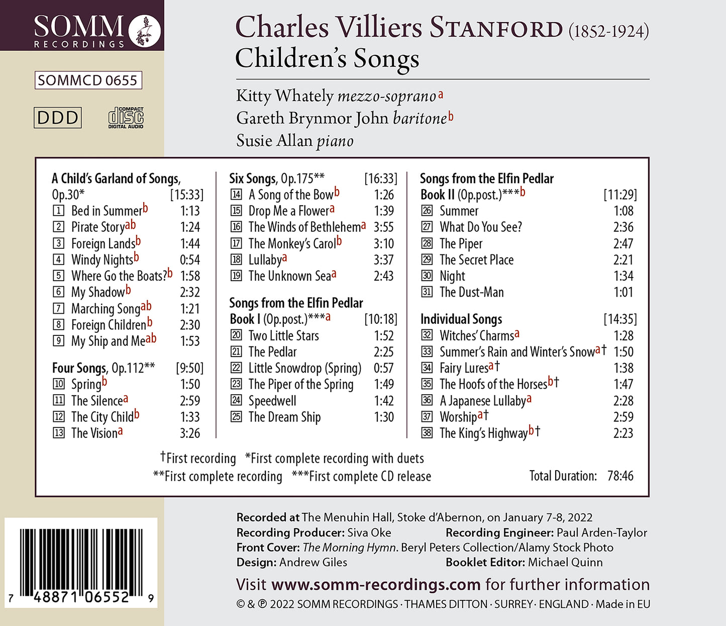 Stanford: Children's Songs including First Recordings / Kitty Whately