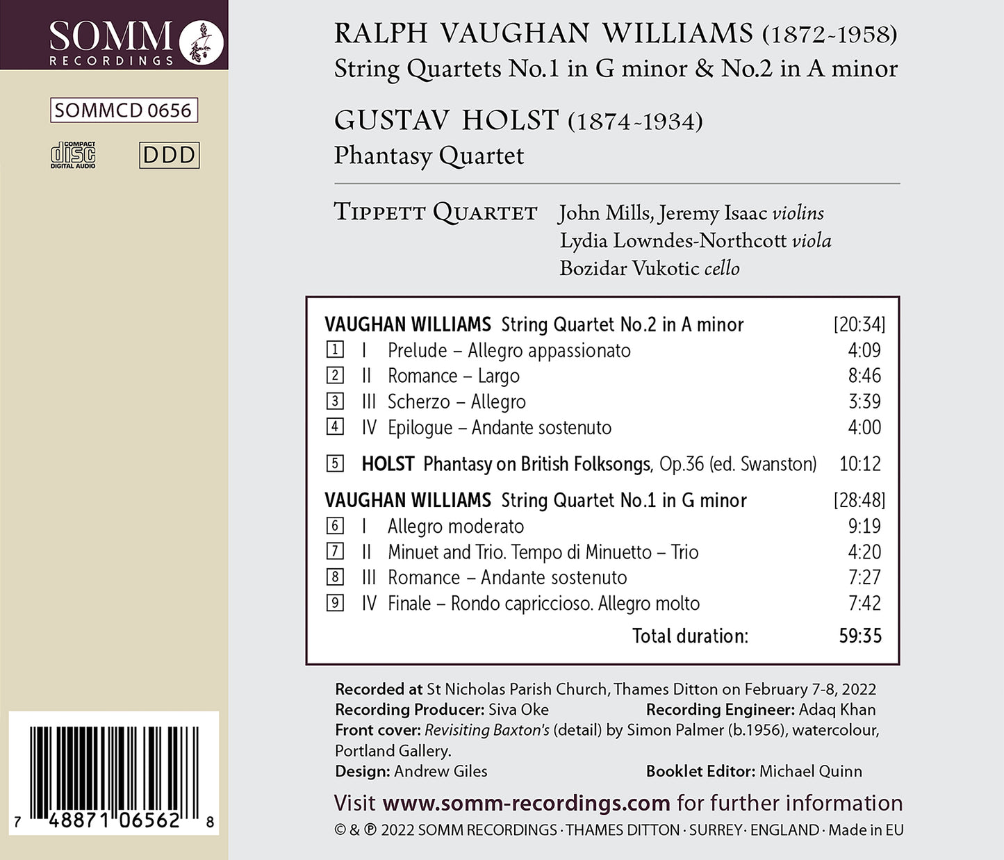 Williams: String Quartets Nos 1 & 2; Holst: Phantasy Quartet