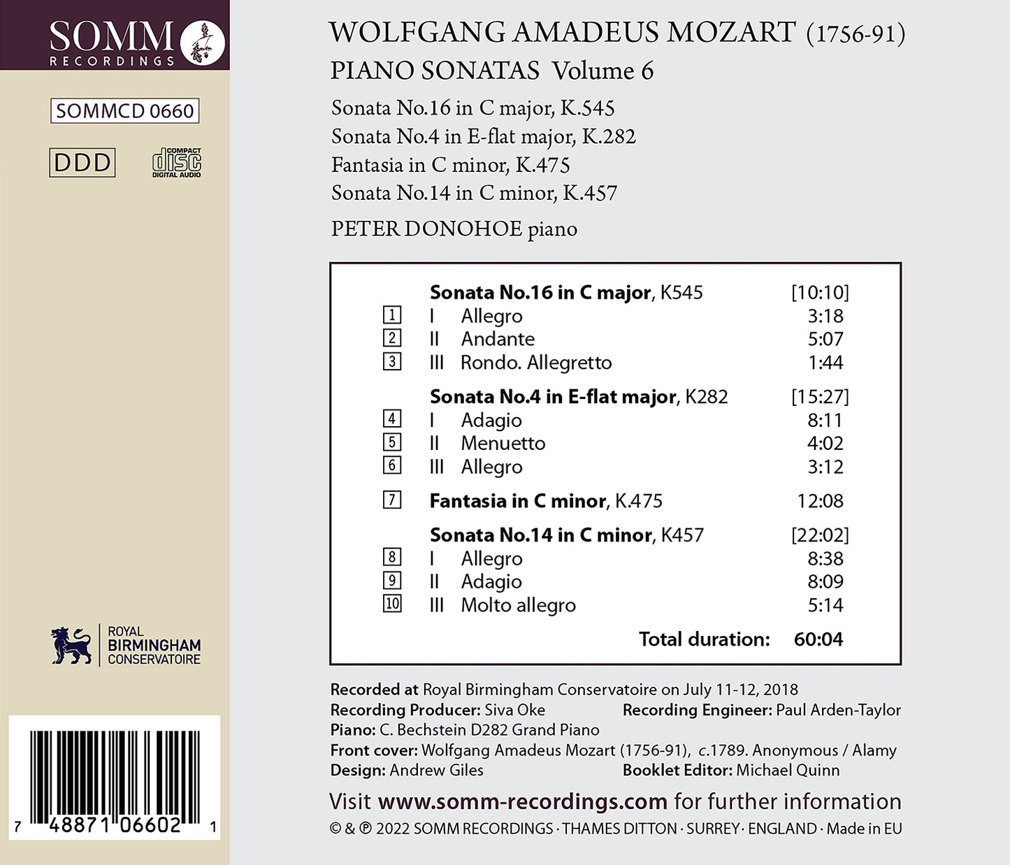 Mozart: Piano Sonatas, Vol. 6
