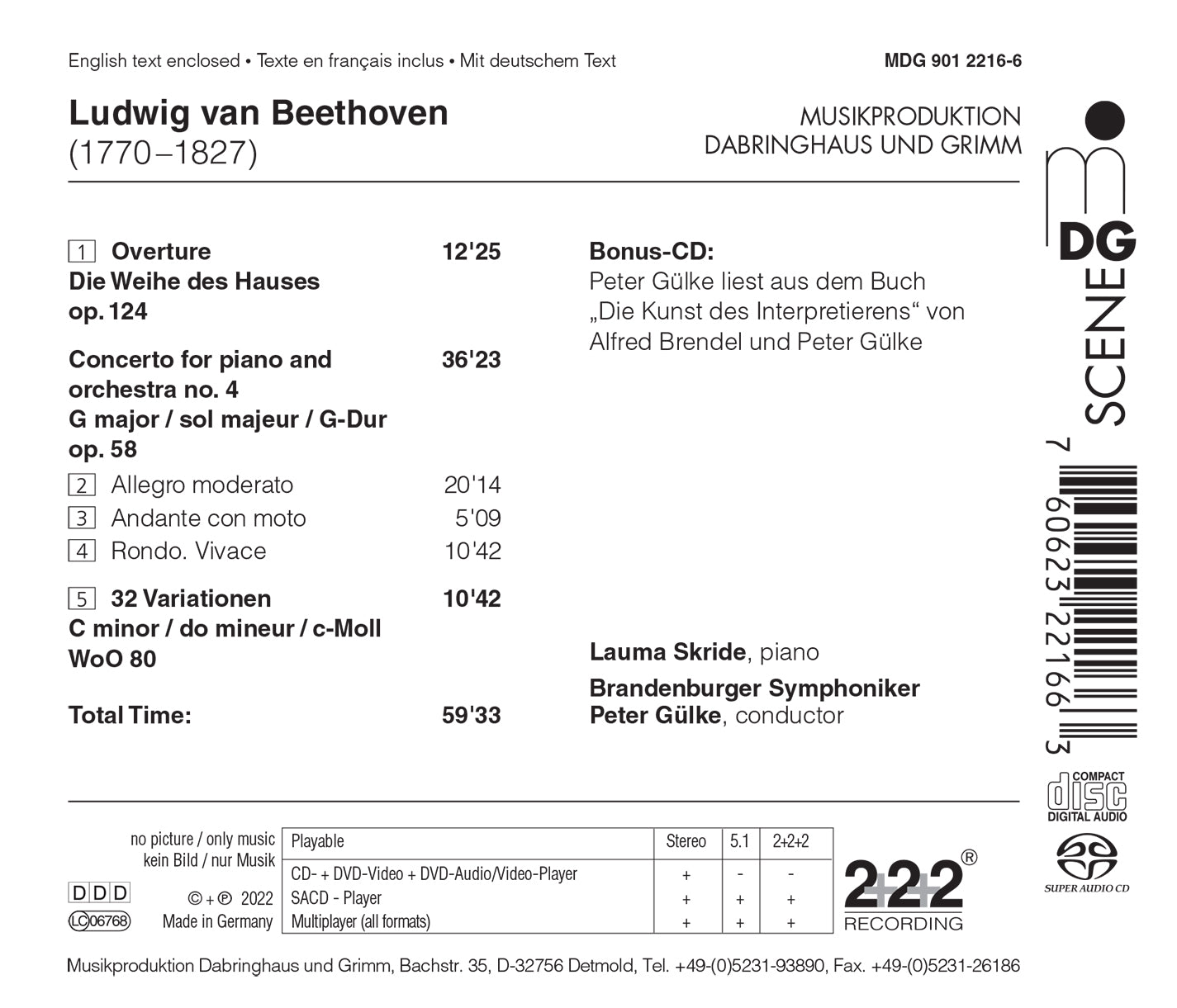 Beethoven: Overture
"The Consecration of the House";
Piano C