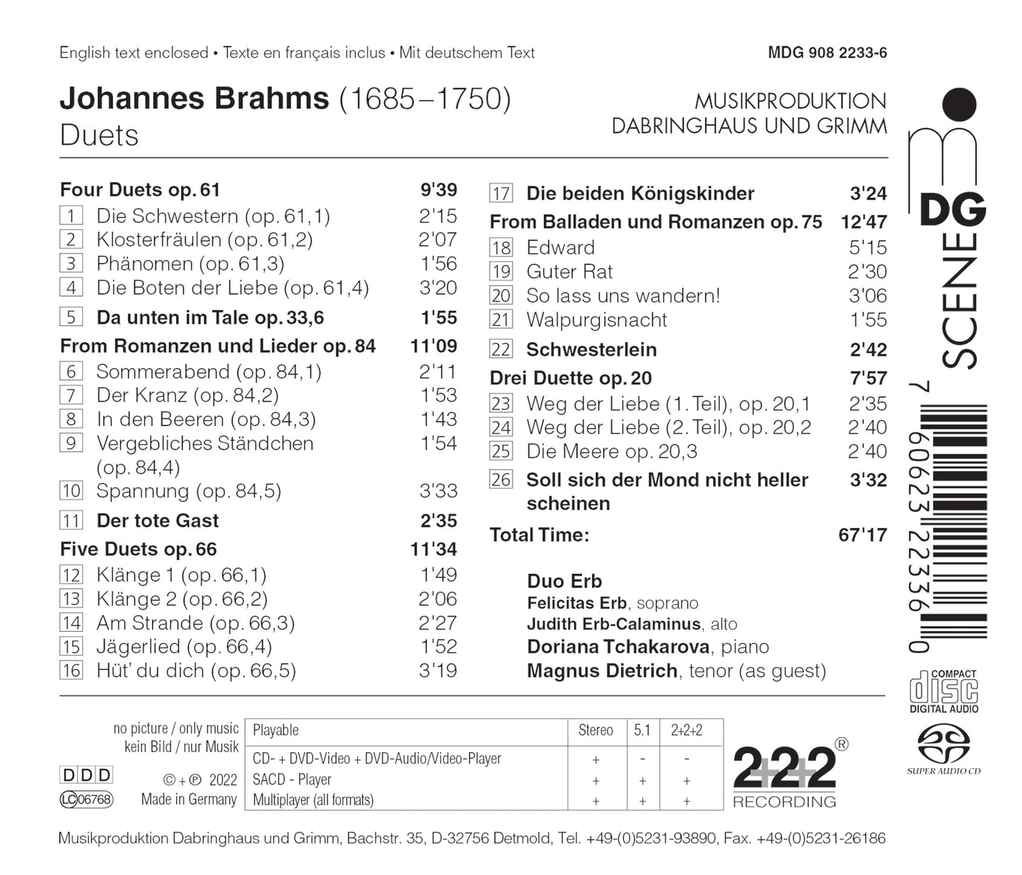 Brahms: Duets & Romances