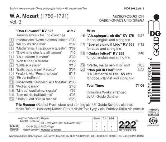 Mozart: Vol. 3 -
“Don Giovanni” KV 527 (Harmoniemusik);
Aria
