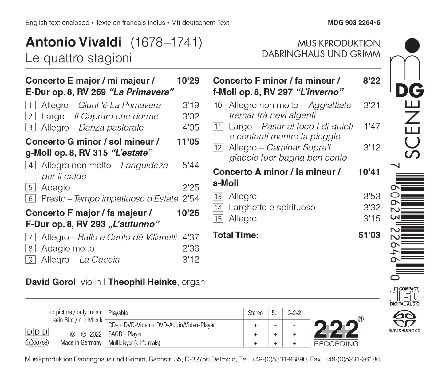 Vivaldi: The Four Seasons; Concerto A minor