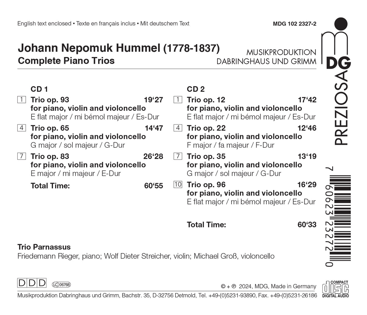 Hummel: Complete Piano Trios