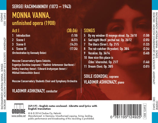 Rachmaninov: Monna Vanna & Songs