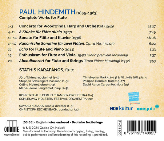 Hindemith: Complete Works for Flute