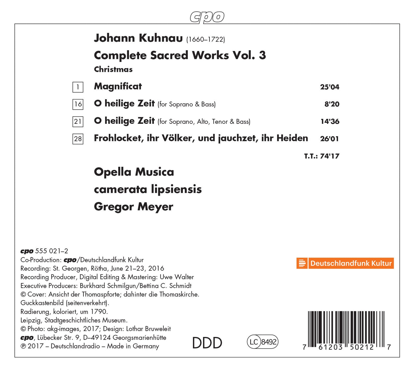 Kuhnau: Complete Sacred Works, Vol. 3