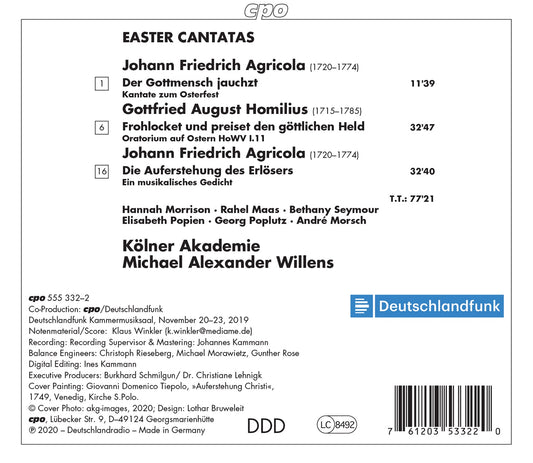 Johann Friedrich Agricola - Gottfried August Homilius: Die A