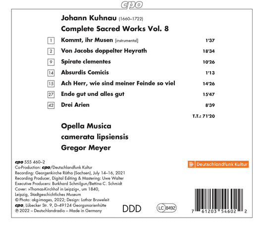 Kuhnau: Complete Sacred Works, Vol. 8