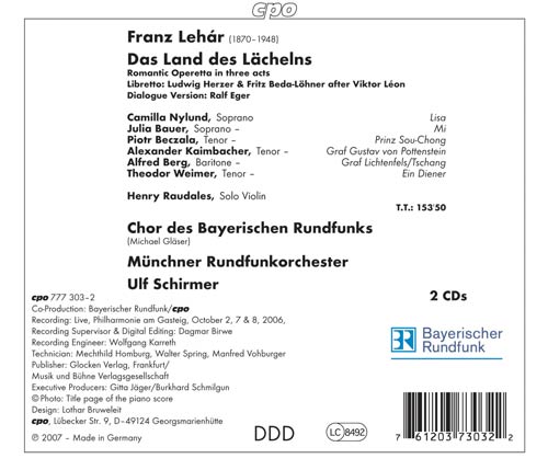 Lehar, F.: Land Des Lachelns (Das) (The Land of Smiles) [Ope