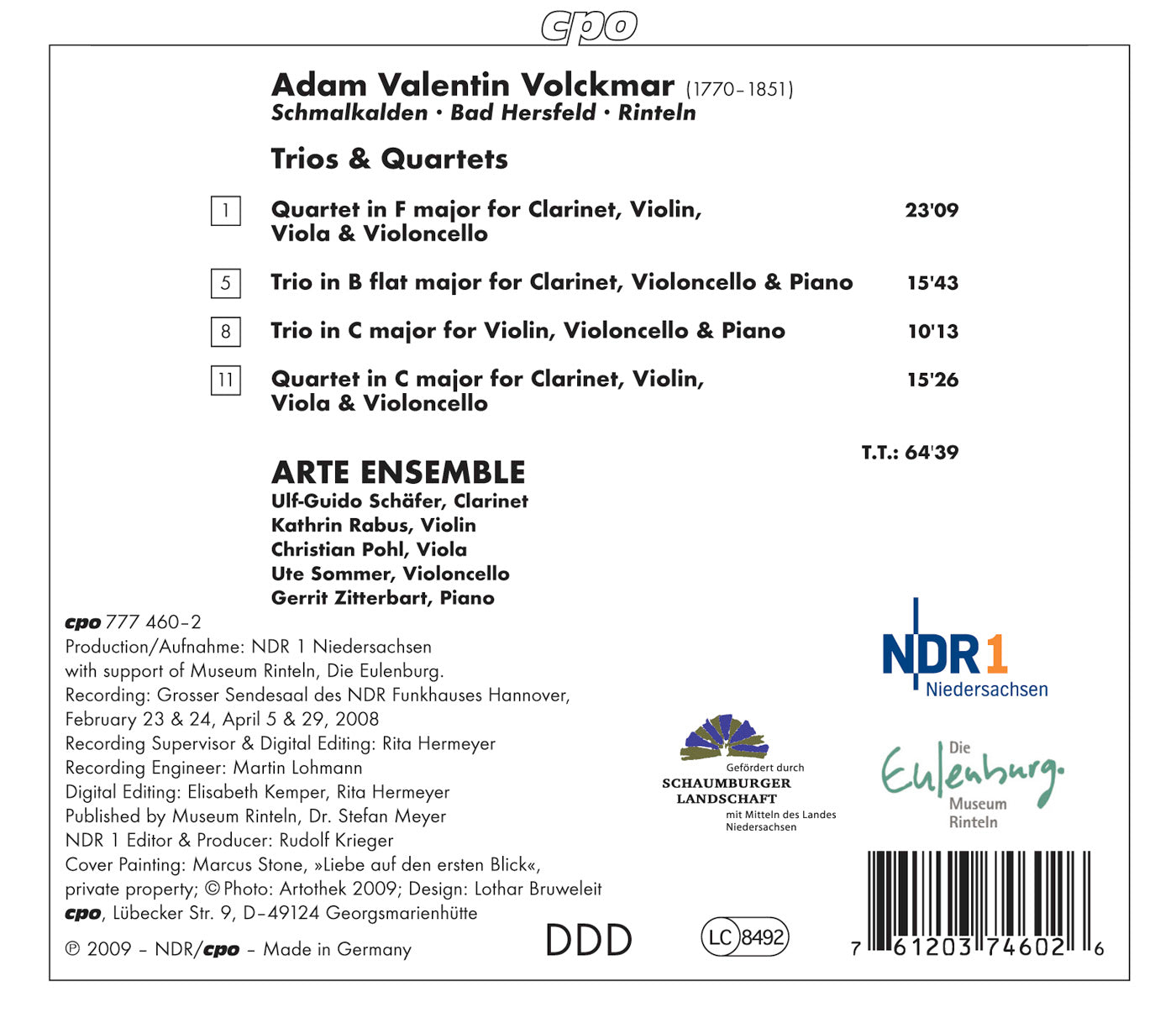Volckmar, A.V.: Chamber Music (Quartets and Trios)