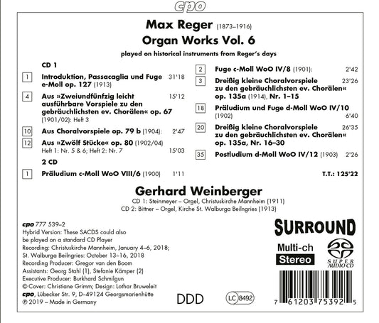 Reger: Organ Works, Vol. 6
