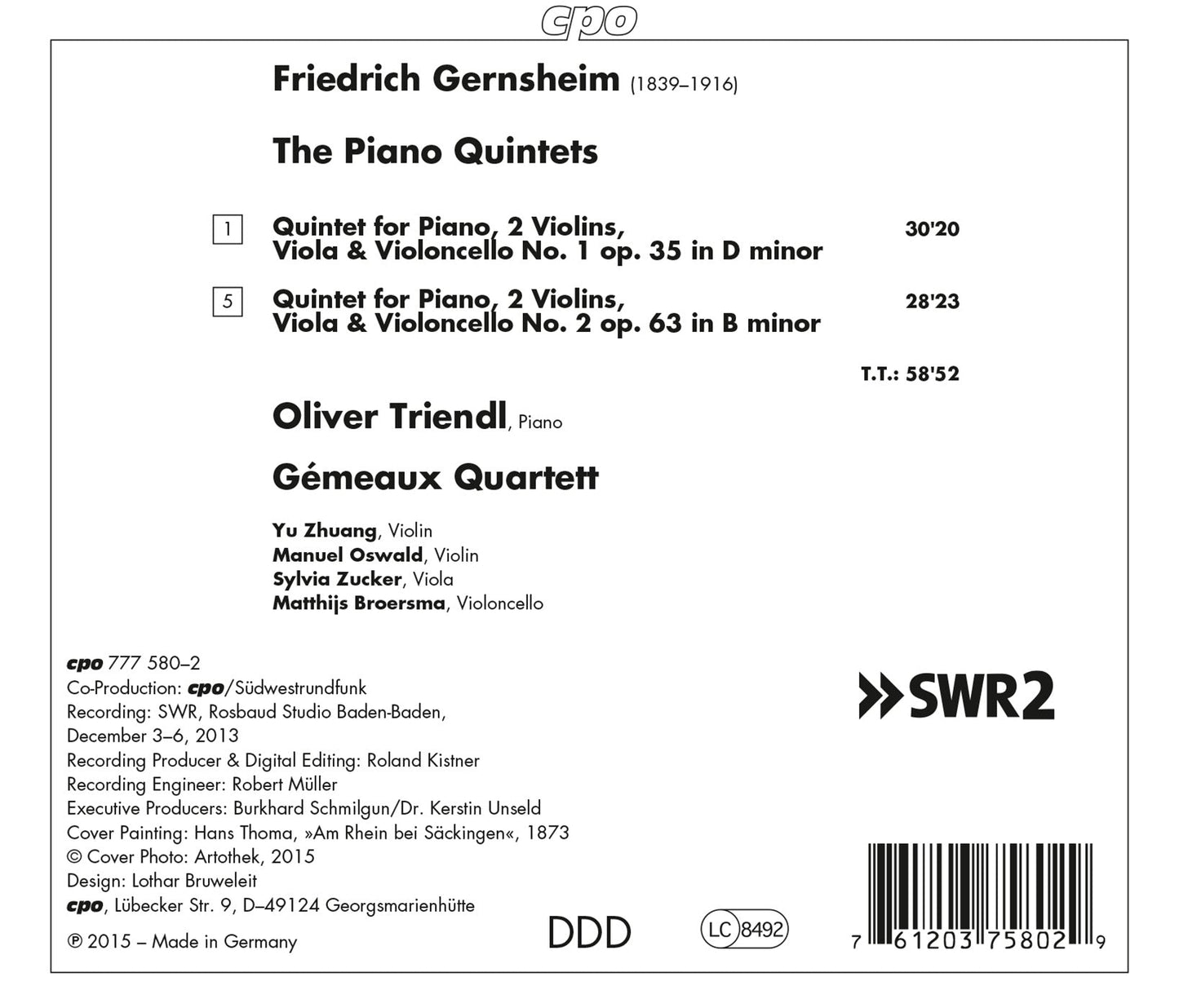 Gernsheim: The Piano Quintets
