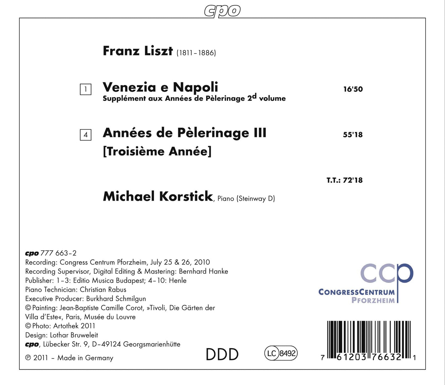 Liszt: Années de pèlerinage III - Venezia e Napoli