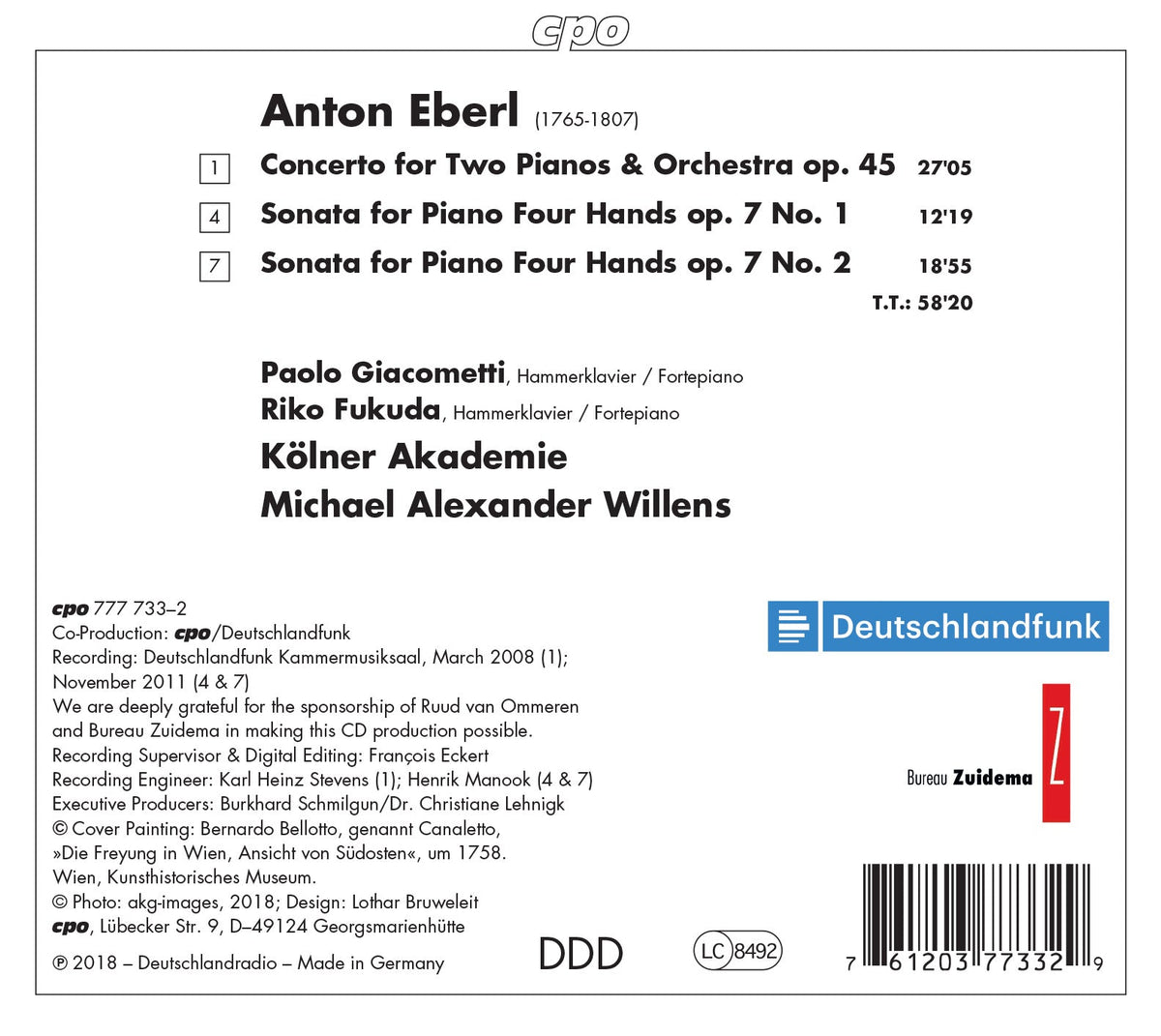 Eberl: Concerto for 2 Pianos & Sonatas for Piano 4 Hands