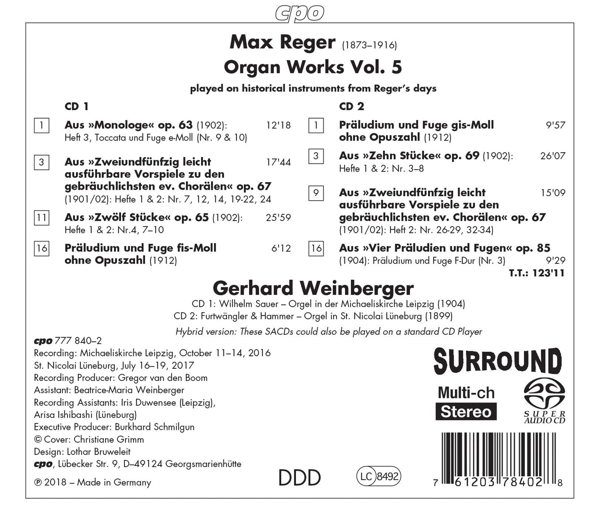 Reger: Organ Works, Vol. 5