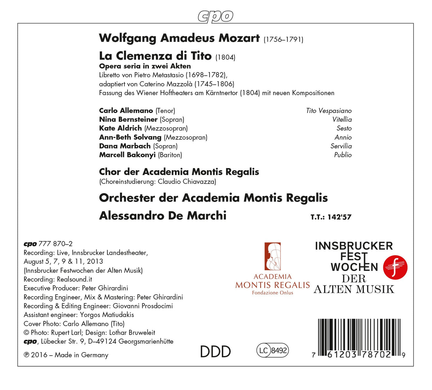 Mozart: La clemenza di Tito, K. 621