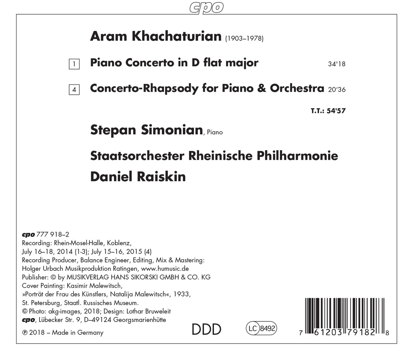 Khachaturian: Piano Concerto in D-Flat Major & Concerto-Rhap
