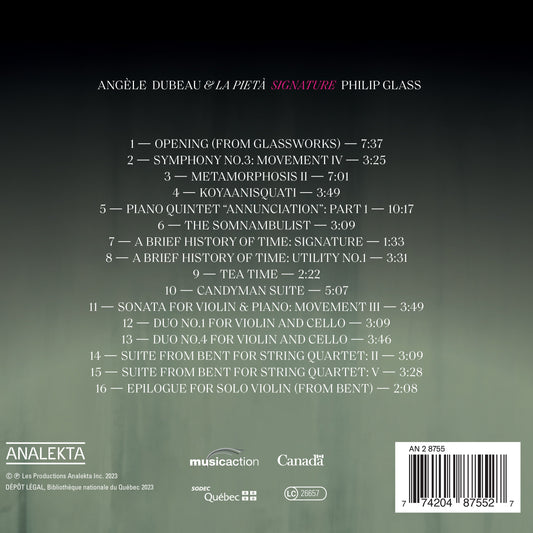 Signature Philip Glass  Angele Dubeau