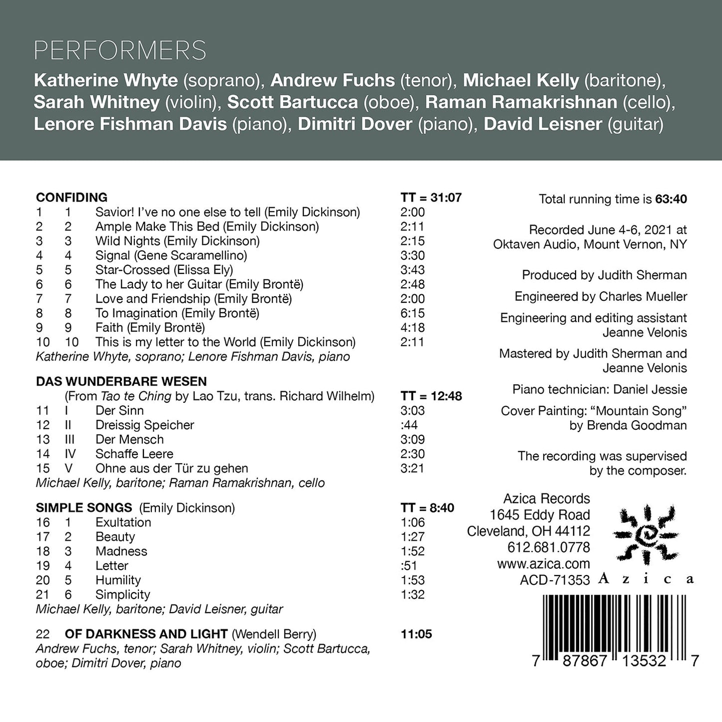 Leisner: Letter To The World  Katherine Whyte, Andrew Fuchs, Michael Kelly, Sarah Whitney, Scott Bartucca, Raman Ramakrishnan, Len