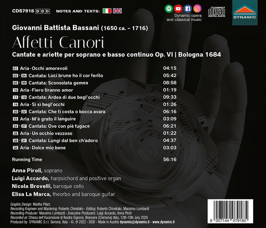 Bassani: Affetti Canori - Cantate E Ariette Per Soprano E Ba  Anna Piroli, Luigi Accardo, Nicola Brovelli, Elisa La Marca