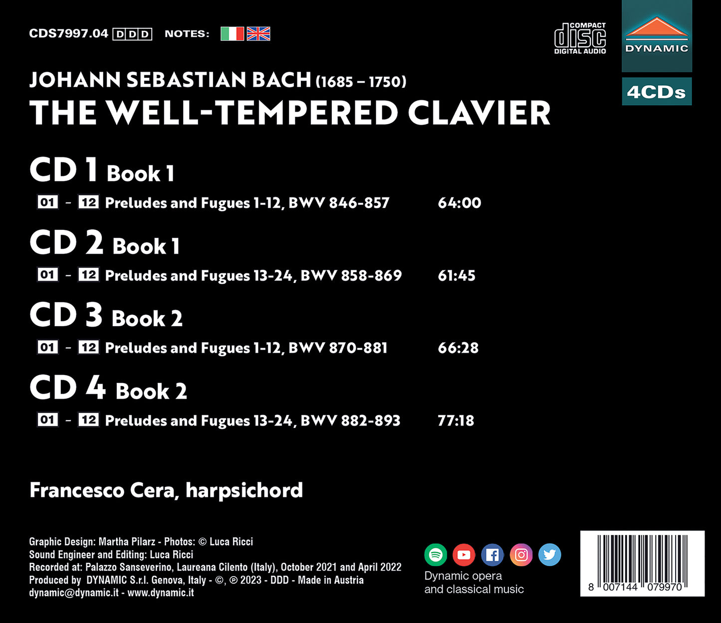 J.S. Bach: The Well-Tempered Clavier, BWV 846-893 [4 CDs]