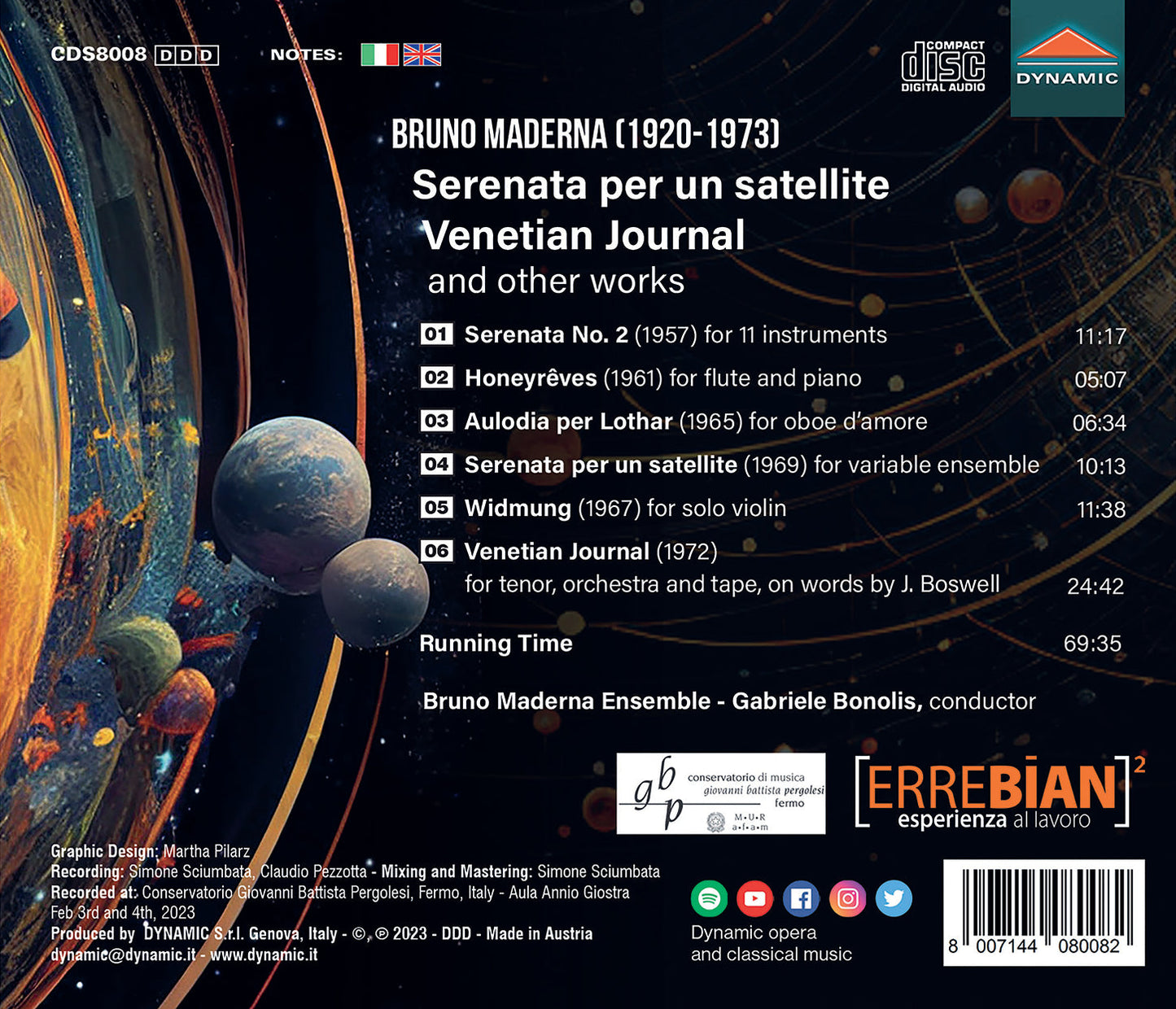 Maderna: Serenata Per Un Satellite; Venetian Journal; Other  Jack Jezzro