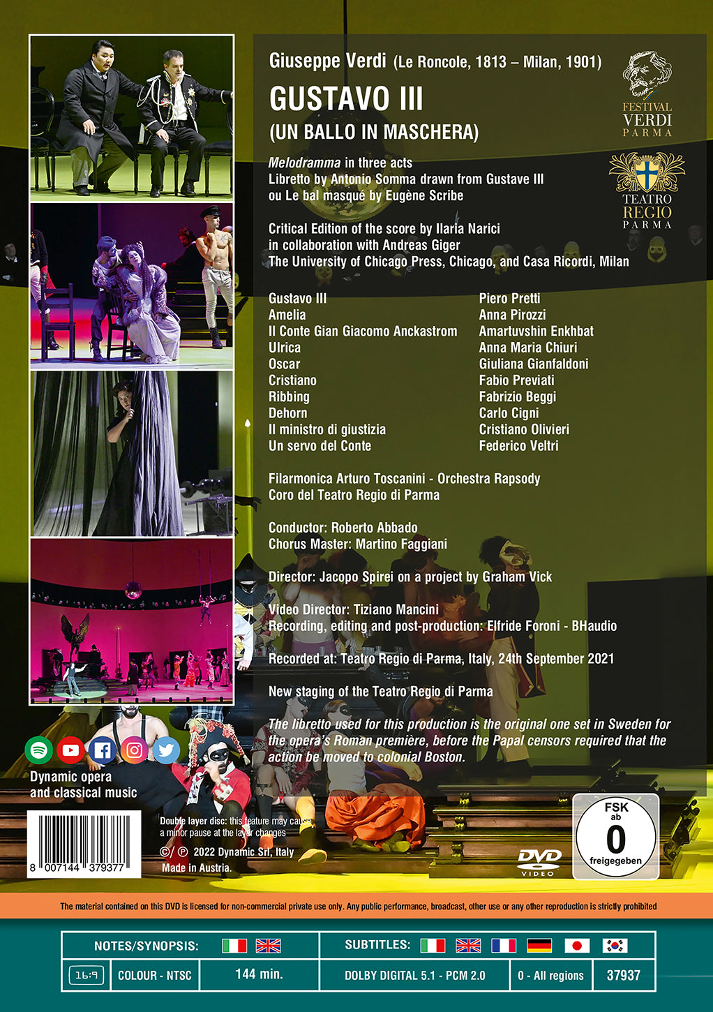 Verdi: Gustavo Iii (Un Ballo In Maschera)  Graham Vick, Jacopo Spirei, Piero Pretti, Anna Pirozzi, Amartuvshin Enkhbat, Anna Maria Chiuri, Giul