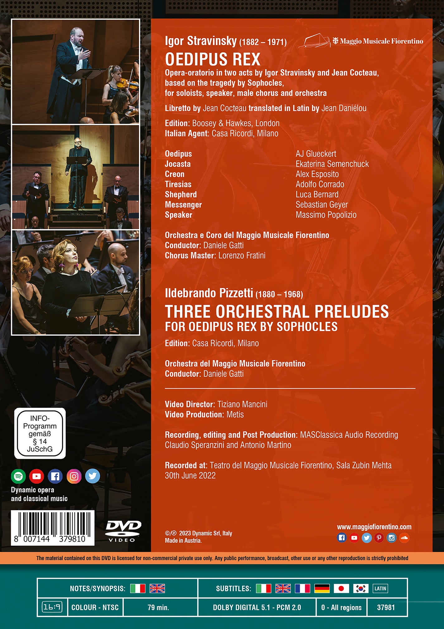 Stravinsky: Oedipus Rex: Pizzetti: Three Orchestral Preludes [DVD]