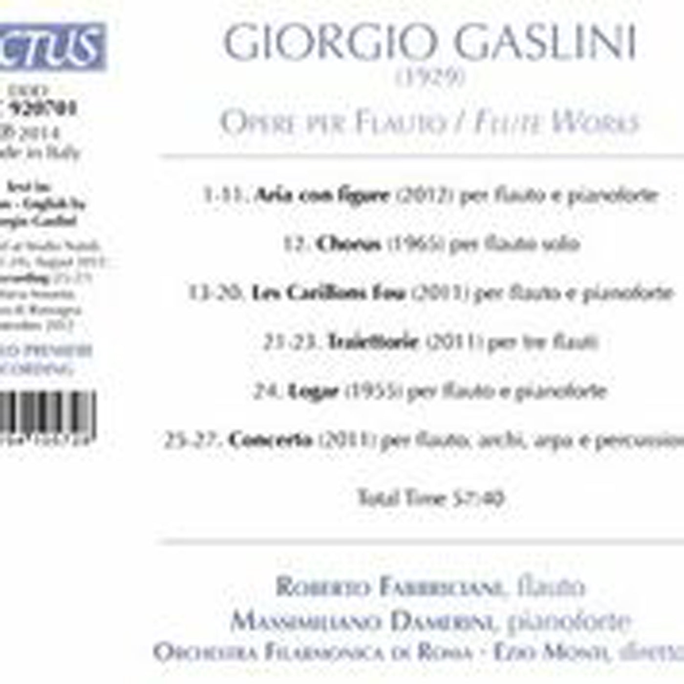 Gaslini: Flute Works / Rome Philharmonic Orchestra